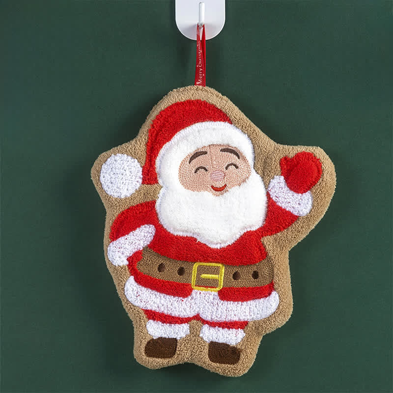 Ownkoti Weihnachts-Handtücher, ultraweich und saugfähig - Weihnachtsmann - 4 Stück - 8" x 10" - image 2