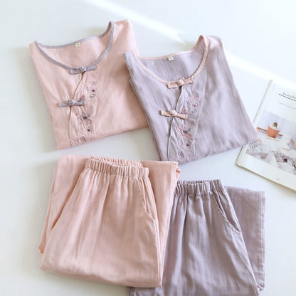 Ownkoti Loungewear-Set im orientalischen Stil mit Blumenstickerei - image 2