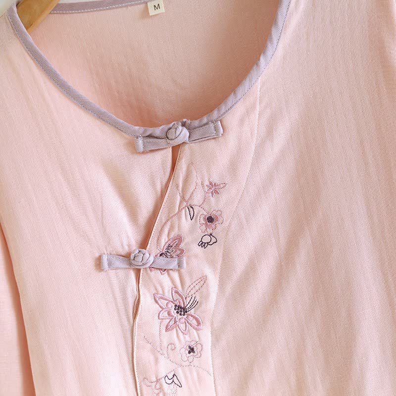 Ownkoti Loungewear-Set im orientalischen Stil mit Blumenstickerei - image 7