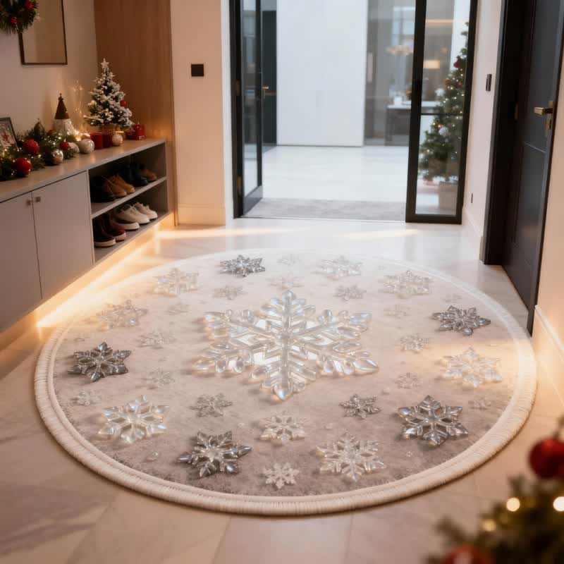 Ownkoti Weihnachtsteppich mit Schneeflocken-3D-Effekt - image 2