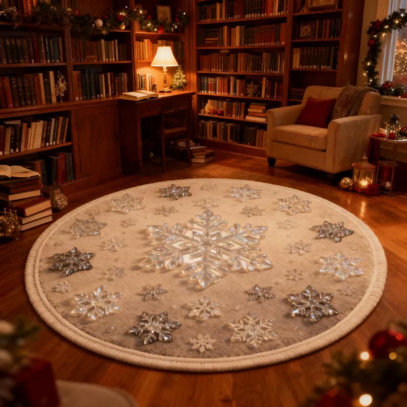 Ownkoti Weihnachtsteppich mit Schneeflocken-3D-Effekt - image 3