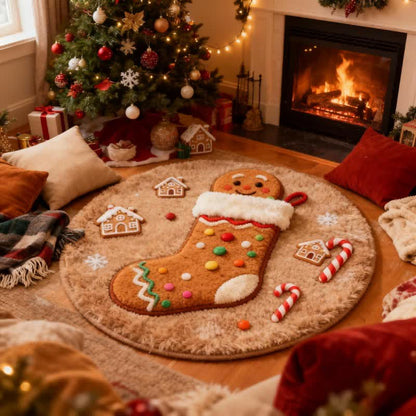 Ownkoti Kreativer Weihnachtsstrumpf-Teppich mit 3D-Effekt - Braun - 140cm x 140cm - image 4