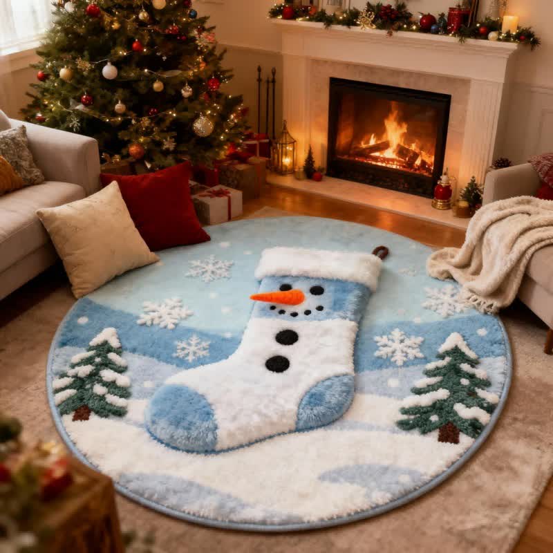 Ownkoti Kreativer Weihnachtsstrumpf-Teppich mit 3D-Effekt - Blau - 140cm x 140cm - image 0