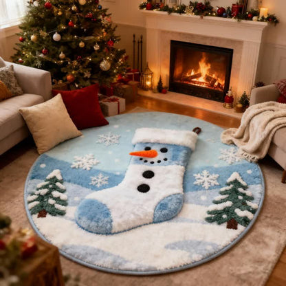 Ownkoti Kreativer Weihnachtsstrumpf-Teppich mit 3D-Effekt - Blau - 140cm x 140cm - image 0