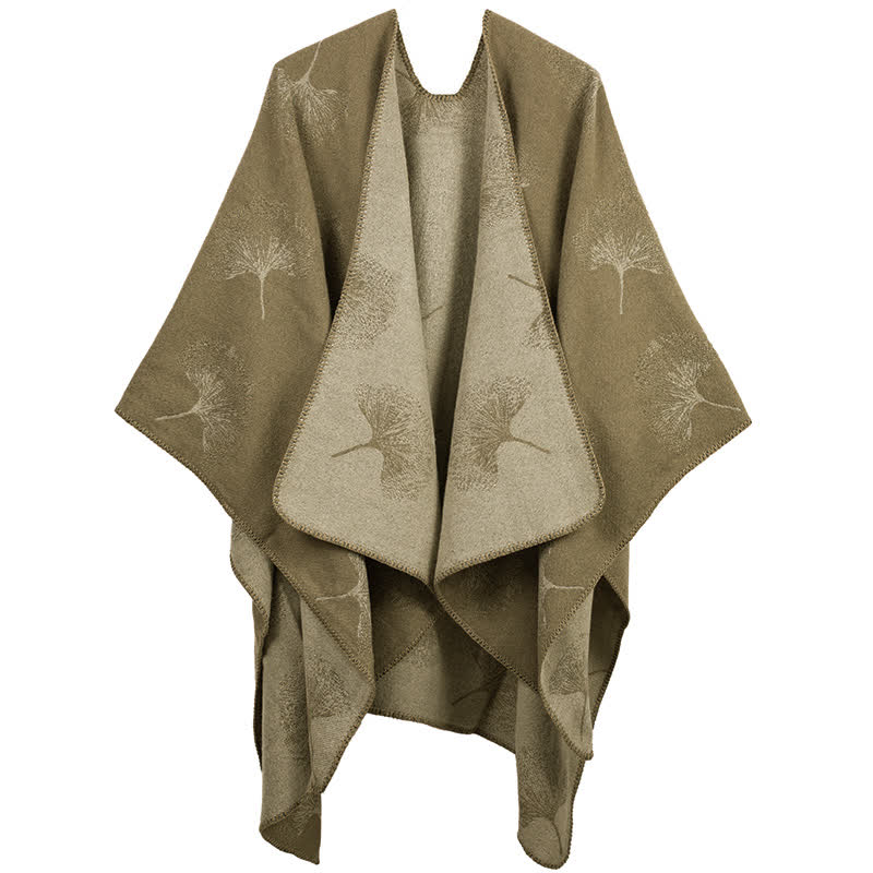 Luxuriöser Ginkgoblatt-Reiseschal-Umhang - Khaki - 130cm x 150cm - image 2