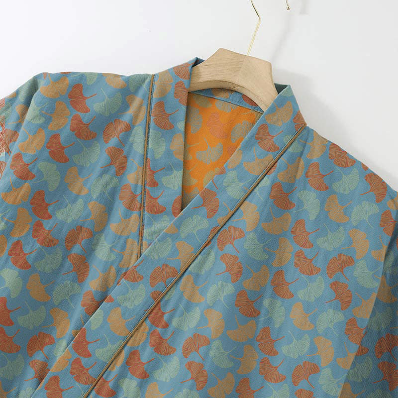 Ginkgoblatt-Kimono-Loungewear-Set aus Baumwolle - image 2