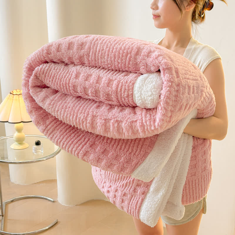 Ownkoti Wendbare Sherpa-Decke mit Karomuster - Rosa - 200cm x 230cm - image 2