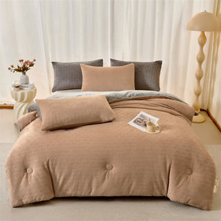Ownkoti Plüsch-Waffelstruktur-Sherpa-Decke - Kaffee - 220cm x 240cm - image 0