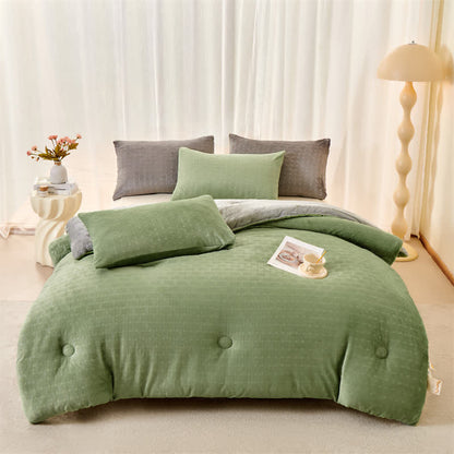 Ownkoti Plüsch-Waffelstruktur-Sherpa-Decke - Grün - 220cm x 240cm - image 10
