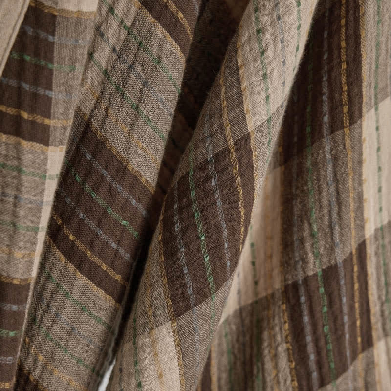 Klassischer karierter Kimono-Bademantel aus Baumwollgaze - image 11