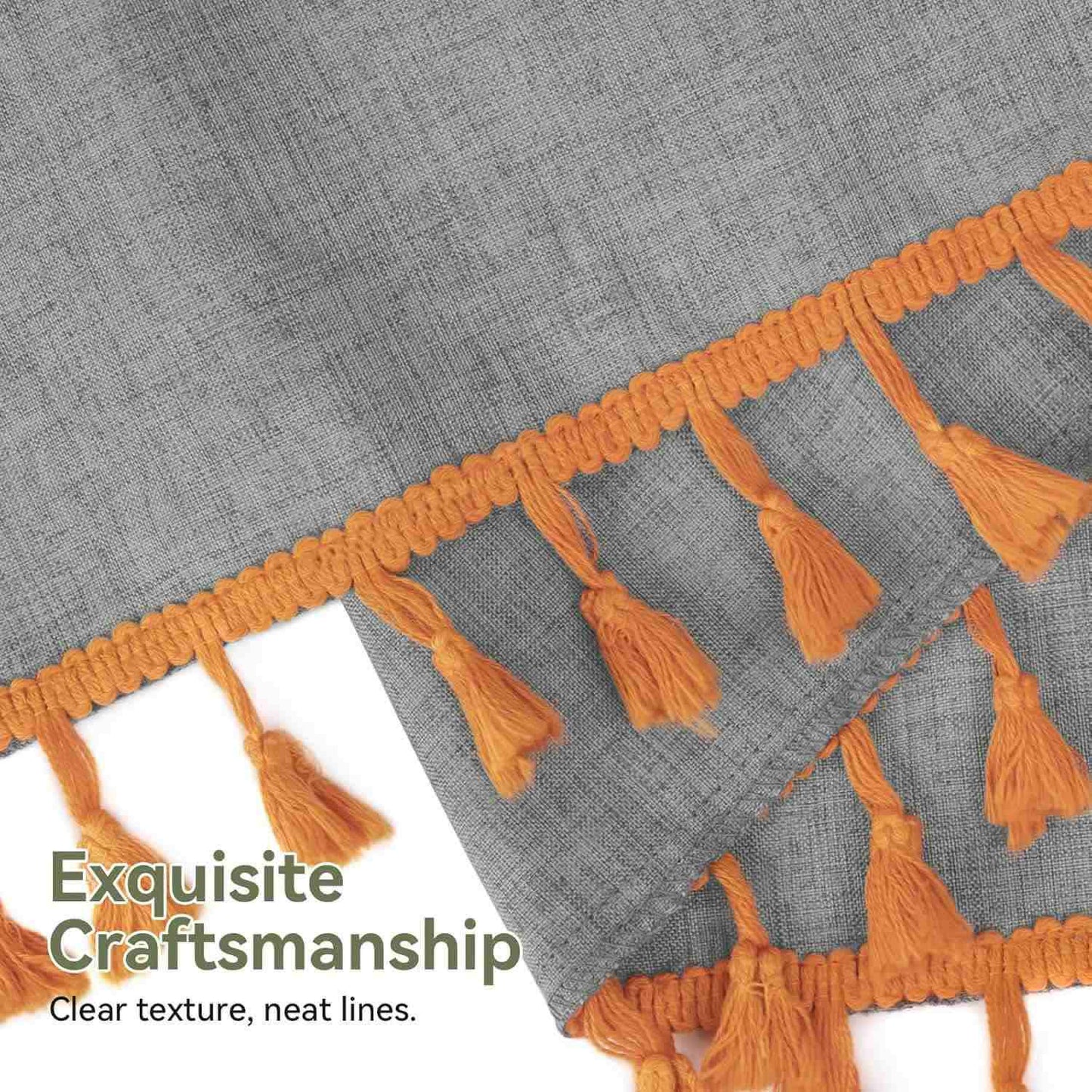 Minimalistischer Duschvorhang mit Quasten in Unifarbe - image 9