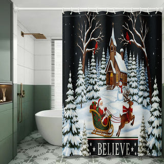 Weihnachtsduschvorhang mit verschneiter Nacht - 180cm x 200cm - image 0