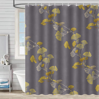 Duschvorhang mit Ginkgoblatt-Print - Grau - 230cm x 180cm - image 0