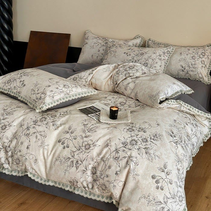 Ownkoti Bettwäsche aus reiner Baumwolle im Vintage-Stil mit botanischen Motiven - image 5