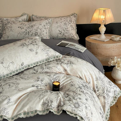 Ownkoti Bettwäsche aus reiner Baumwolle im Vintage-Stil mit botanischen Motiven - image 6