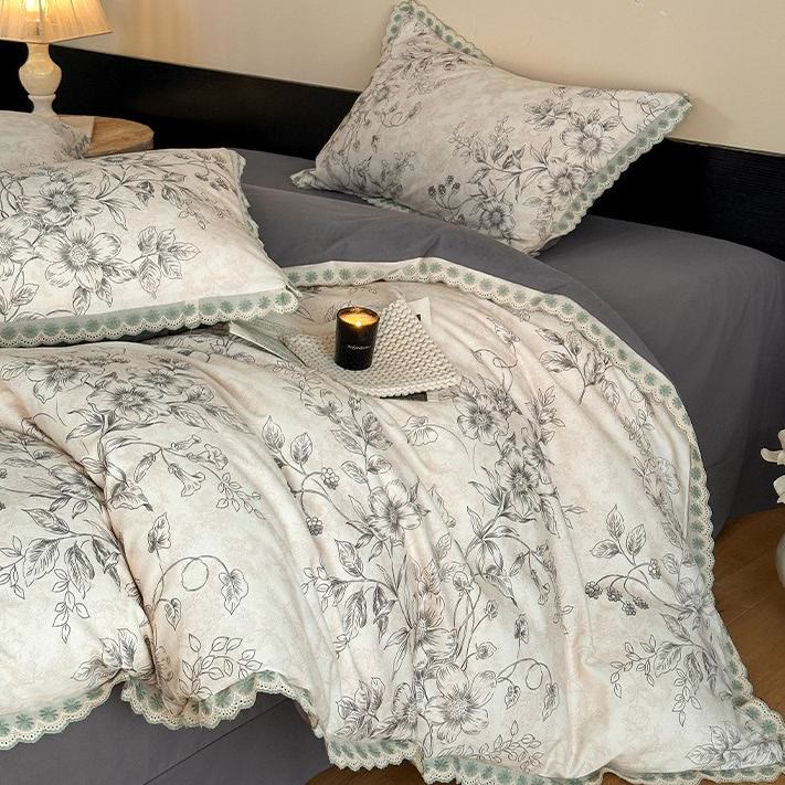 Ownkoti Bettwäsche aus reiner Baumwolle im Vintage-Stil mit botanischen Motiven - image 2