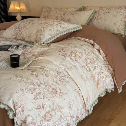 Ownkoti Bettwäsche aus reiner Baumwolle im Vintage-Stil mit botanischen Motiven - Kaffee - König - image 13
