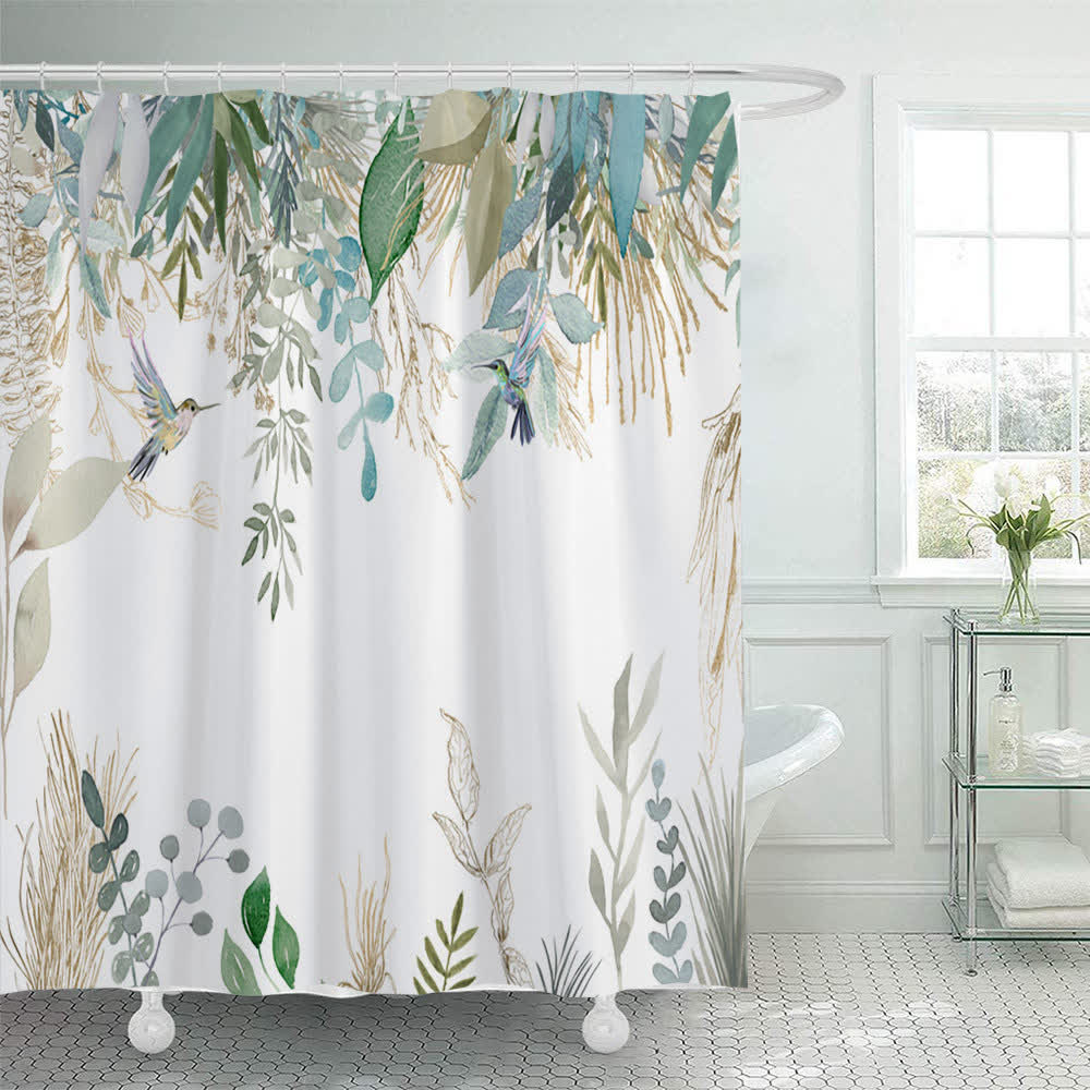 Duschvorhang mit botanischem Vogelmuster - 180cm x 200cm - image 0