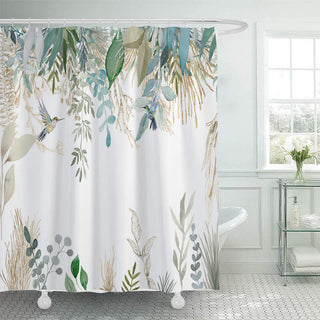 Duschvorhang mit botanischem Vogelmuster - 180cm x 200cm - image 0