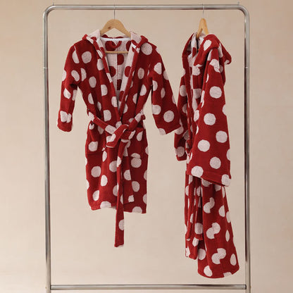 Passender Familienbademantel aus Baumwolle mit Kapuze und Polka-Dots - image 12