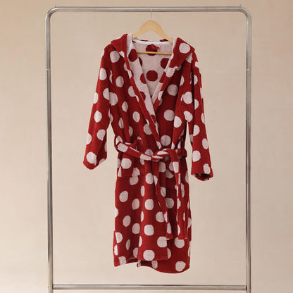 Passender Familienbademantel aus Baumwolle mit Kapuze und Polka-Dots - image 13