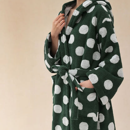 Passender Familienbademantel aus Baumwolle mit Kapuze und Polka-Dots - image 23