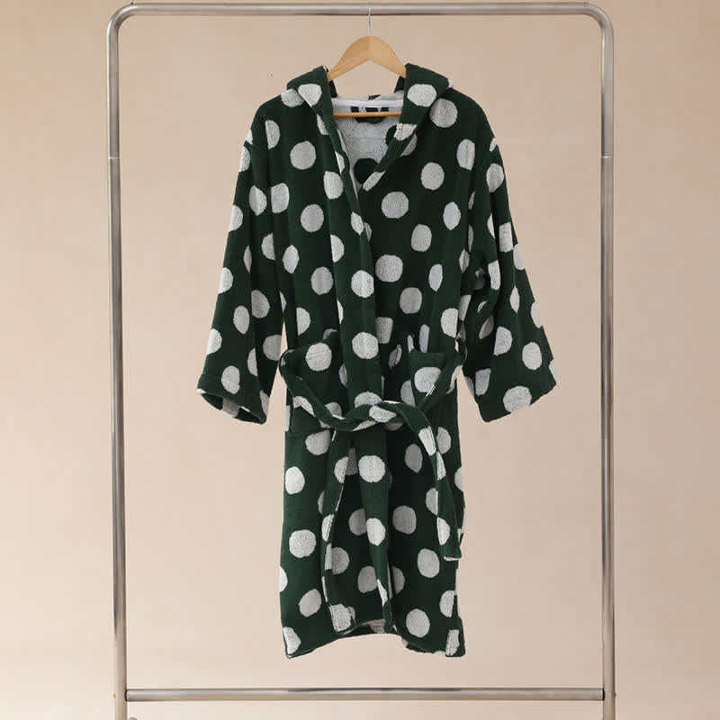 Passender Familienbademantel aus Baumwolle mit Kapuze und Polka-Dots - image 25