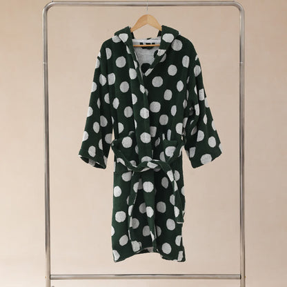 Passender Familienbademantel aus Baumwolle mit Kapuze und Polka-Dots - image 25