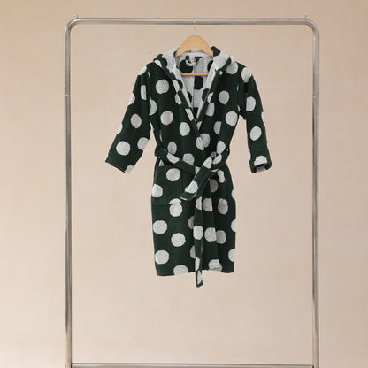 Passender Familienbademantel aus Baumwolle mit Kapuze und Polka-Dots - image 26