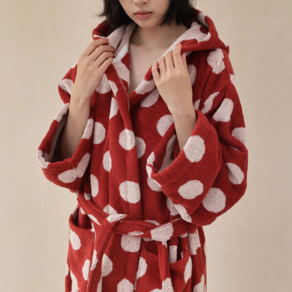 Passender Familienbademantel aus Baumwolle mit Kapuze und Polka-Dots - image 11