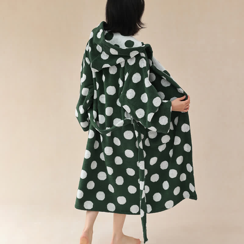 Passender Familienbademantel aus Baumwolle mit Kapuze und Polka-Dots - image 21