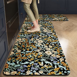 Rustikaler, saugfähiger Küchenteppich „Gänseblümchen“ - Schwarz & Gelb - 60cm x 90cm+ 60cm x 200cm - image 0