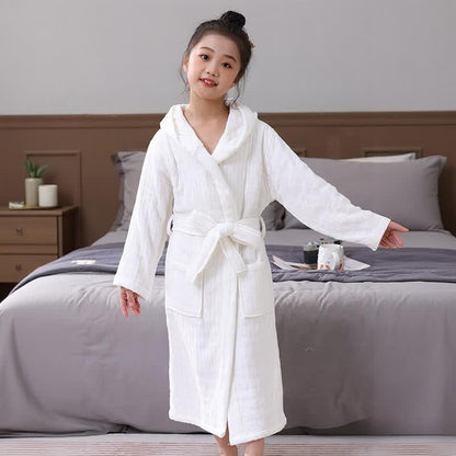 Kinderbademantel mit Kapuze aus festem Baumwollgaze - image 7