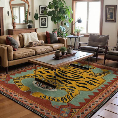Ownkoti Tibetischer Tiger Faltbarer Rechteckiger Teppich - 8' x 10' - image 0