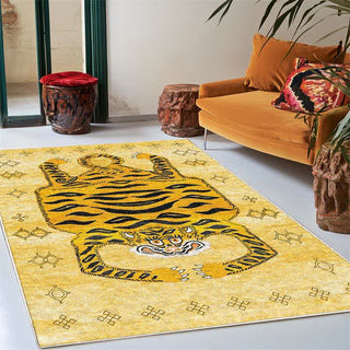 Ownkoti Ethnischer tibetischer Tiger-Rechteckteppich - Gelb - 8' x 10' - image 0