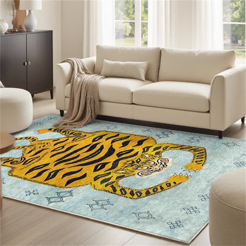 Ownkoti Ethnischer tibetischer Tiger-Rechteckteppich - Cyan - 8' x 10' - image 12