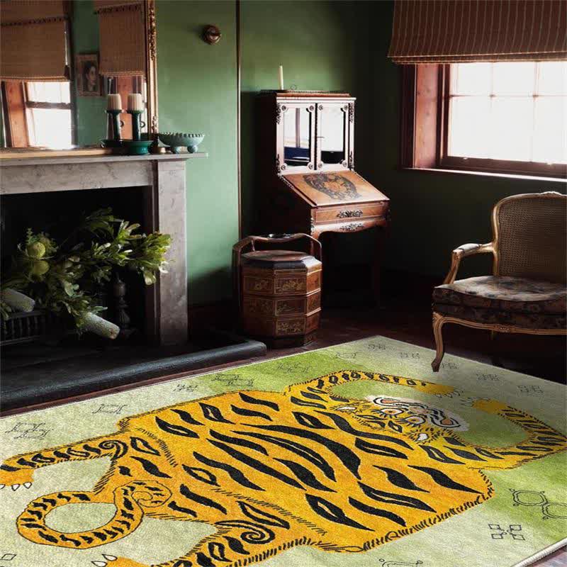 Ownkoti Ethnischer tibetischer Tiger-Rechteckteppich - Hellgrün - 8' x 10' - image 6