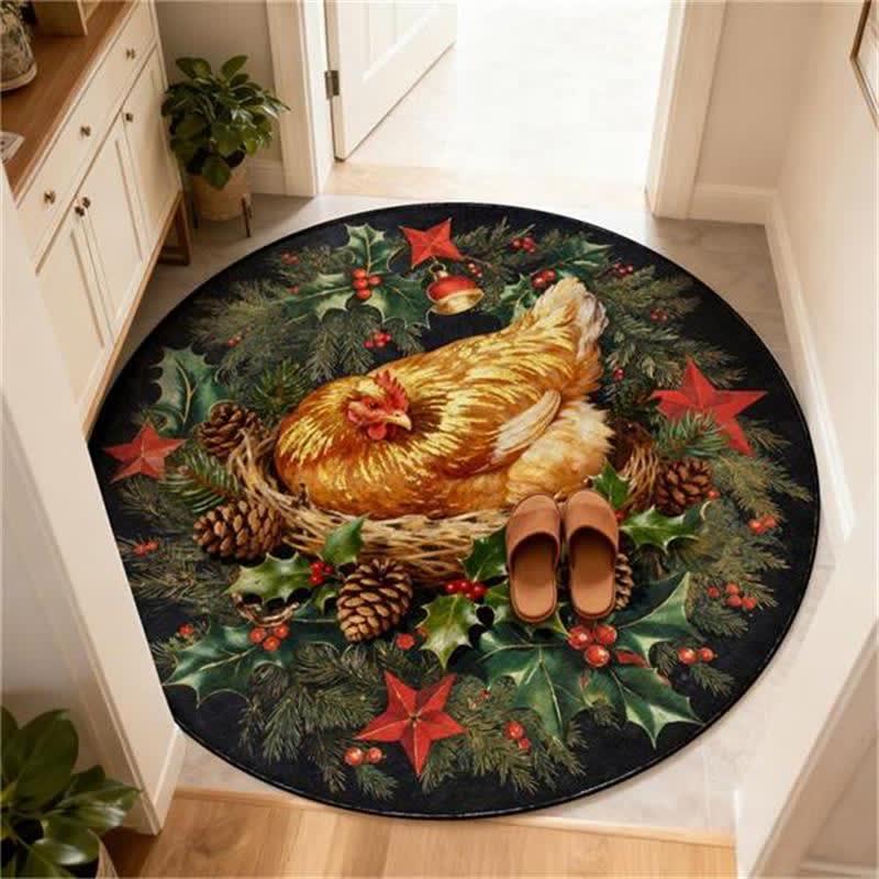 Ownkoti Weihnachts-Hahn-Runder rutschfester Teppich - image 14