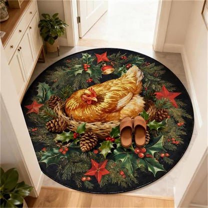 Ownkoti Weihnachts-Hahn-Runder rutschfester Teppich - image 14