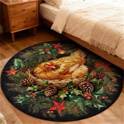 Ownkoti Weihnachts-Hahn-Runder rutschfester Teppich - image 13