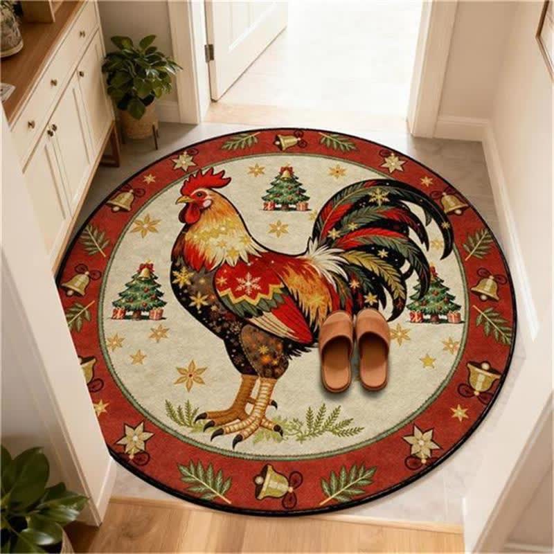 Ownkoti Weihnachts-Hahn-Runder rutschfester Teppich - image 2