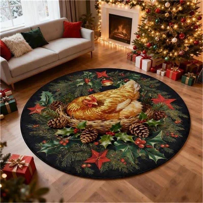 Ownkoti Weihnachts-Hahn-Runder rutschfester Teppich - C - 8' - image 11