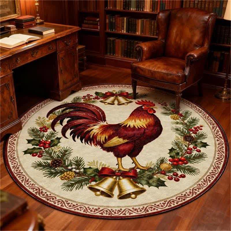 Ownkoti Weihnachts-Hahn-Runder rutschfester Teppich - image 8