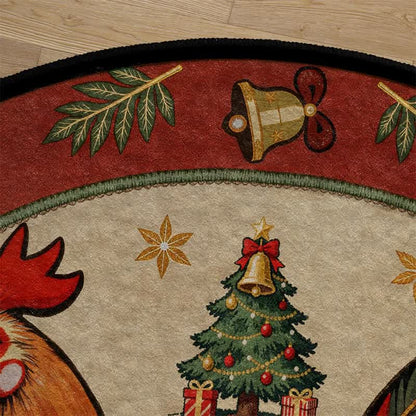 Ownkoti Weihnachts-Hahn-Runder rutschfester Teppich - image 4