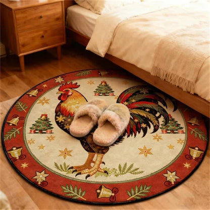 Ownkoti Weihnachts-Hahn-Runder rutschfester Teppich - image 1