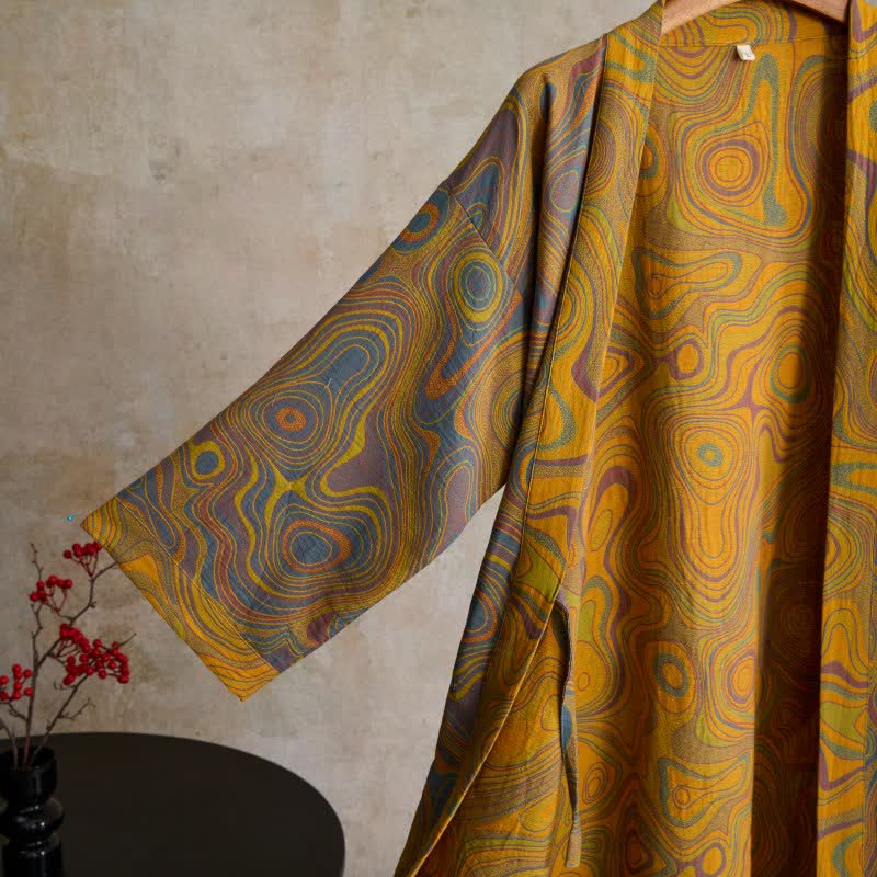 Kimono-Bademantel aus Baumwolle mit künstlerischem abstraktem Muster - image 6