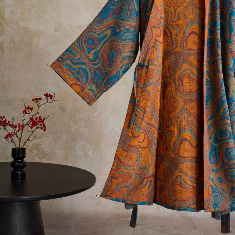 Kimono-Bademantel aus Baumwolle mit künstlerischem abstraktem Muster - image 2