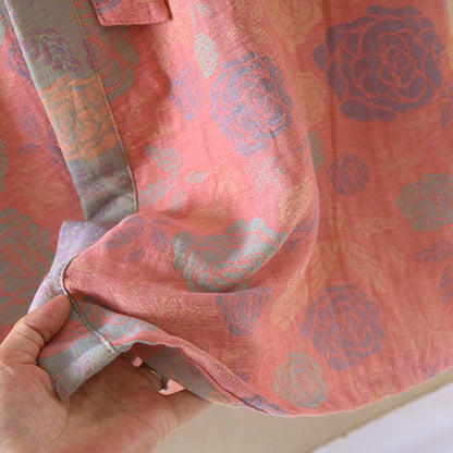 Romantischer Kimono-Bademantel aus Baumwollgaze mit Rosenmuster - image 4