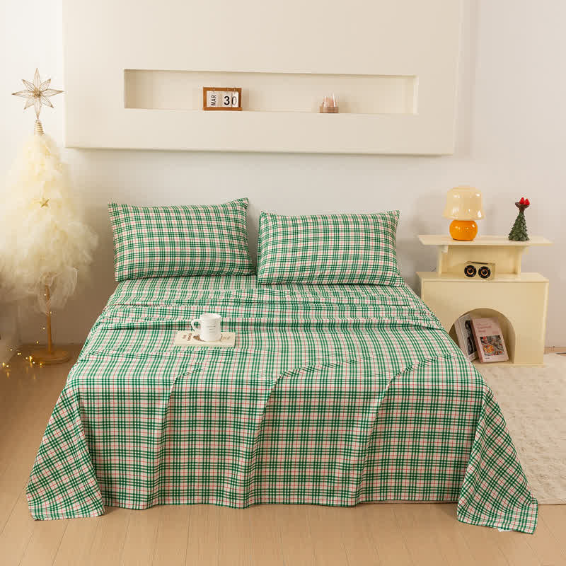 Klassisches Weihnachts-Gingham-Bettwäscheset - König - image 0