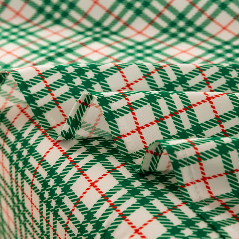 Klassisches Weihnachts-Gingham-Bettwäscheset - image 6